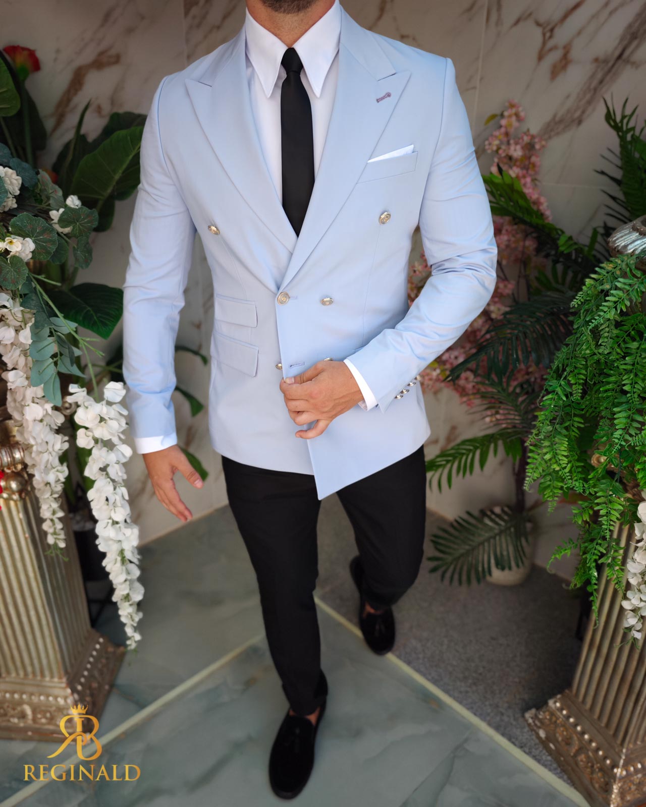 Sacou de bărbați, Double Breasted, Lila, Slim Fit - SC923 - imagine 4