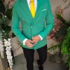 Sacou de bărbați, Double Breasted, Verde , Slim Fit - SC921