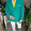 Sacou de bărbați, Double Breasted, Verde, Slim Fit - SC932