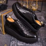 Men's black patent leather chunky-soled trainers – AD650