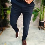 Pantaloni bleumarin, elastici, croiala conica - PN761