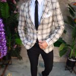 6-piece outfit: Blazer-Trousers-Shirt-Tie-Belt-Pocket square- TN149