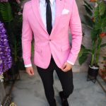 Sacou de bărbați, Slim Fit, Roz deschis, textura in- SC971