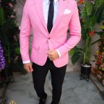 6-piece outfit: Blazer-Trousers-Shirt-Tie-Belt-Pocket square- TN128