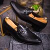 Pantofi Mocasini / Loafers, Negri, cu accesoriu- P1836