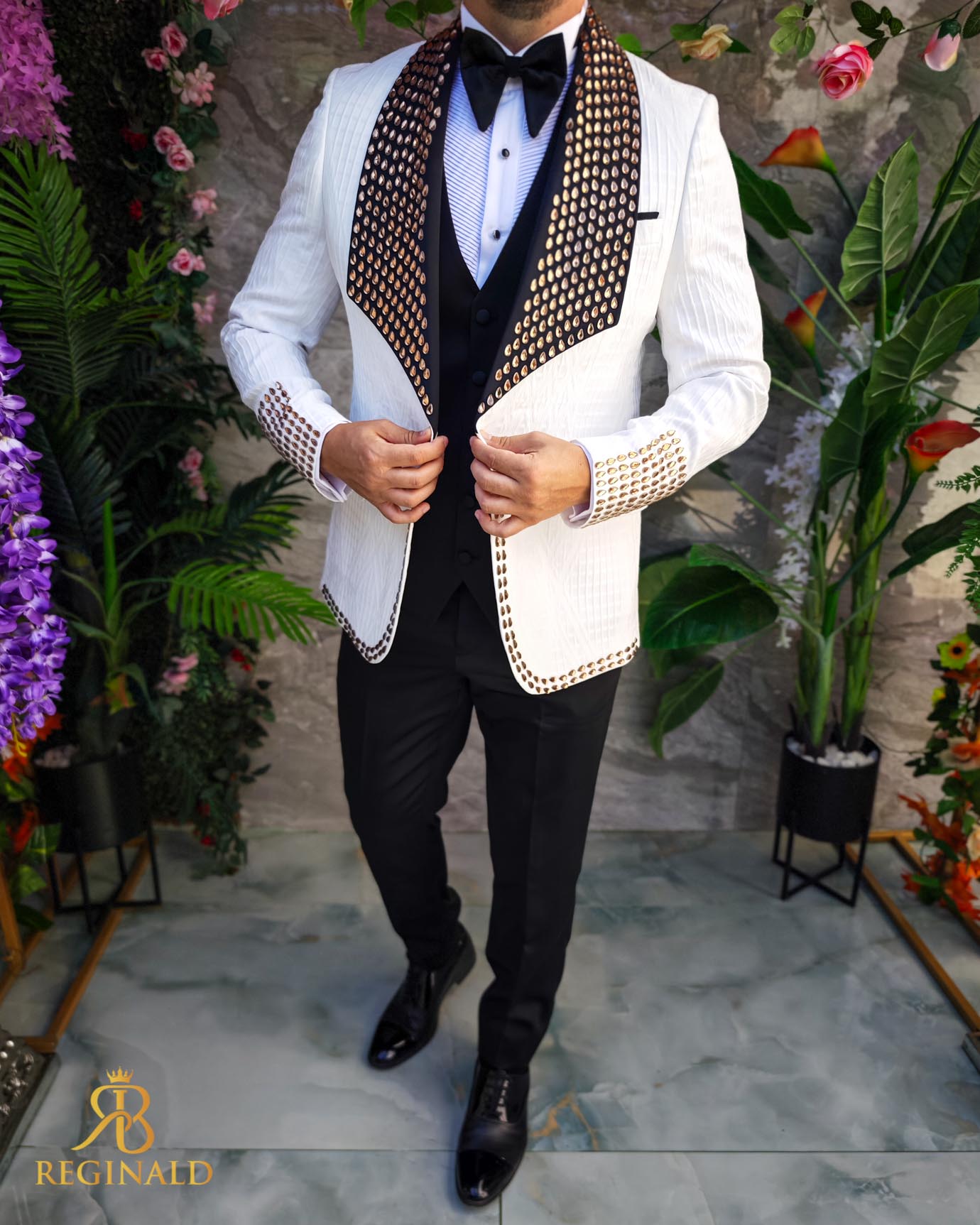 Costum ceremonie cu pietre stralucitoare 4 piese - C5073 - imagine 2