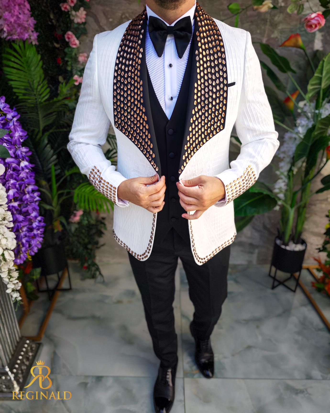 Costum ceremonie cu pietre stralucitoare 4 piese - C5073 - imagine 3