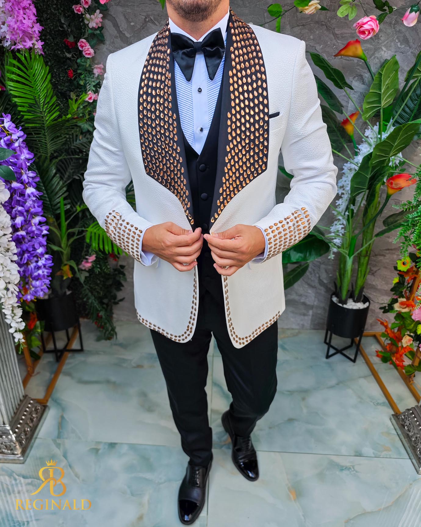 Costum ceremonie cu pietre stralucitoare 4 piese - C5075 - imagine 3