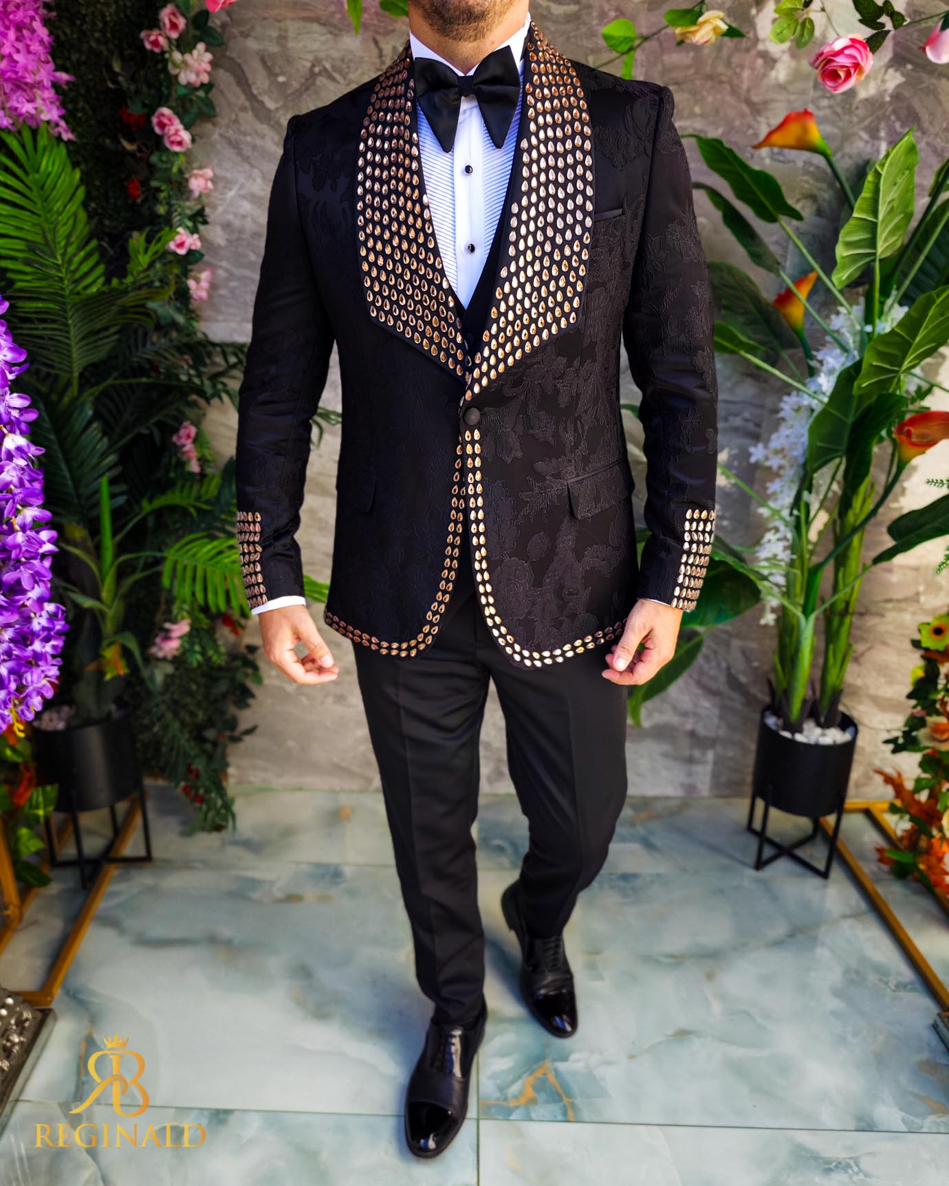 Costum ceremonie cu pietre stralucitoare 4 piese - C5072 - imagine 3