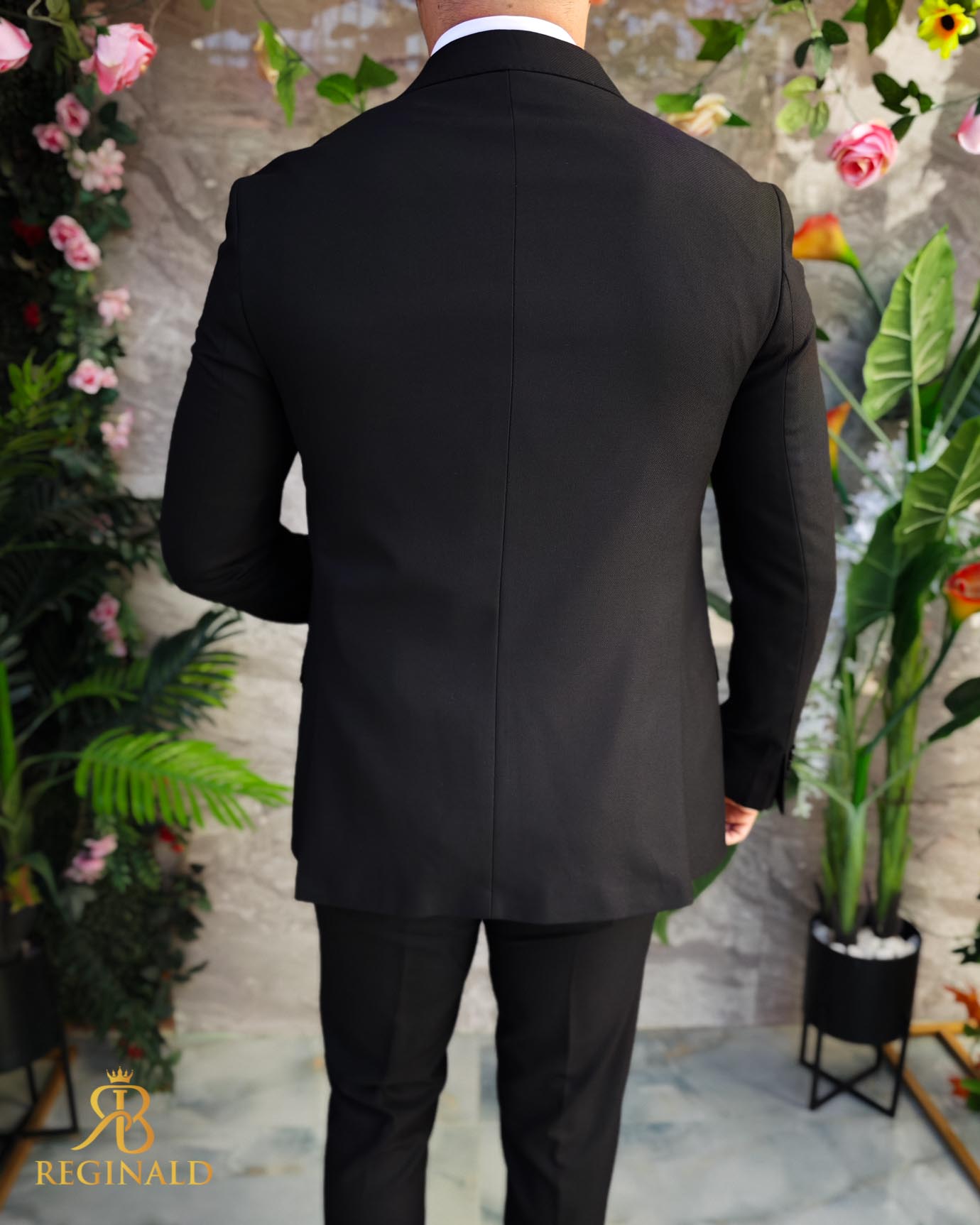 Costum de bărbați, Negru: Sacou, Vesta si Pantalon - C5069 - imagine 9