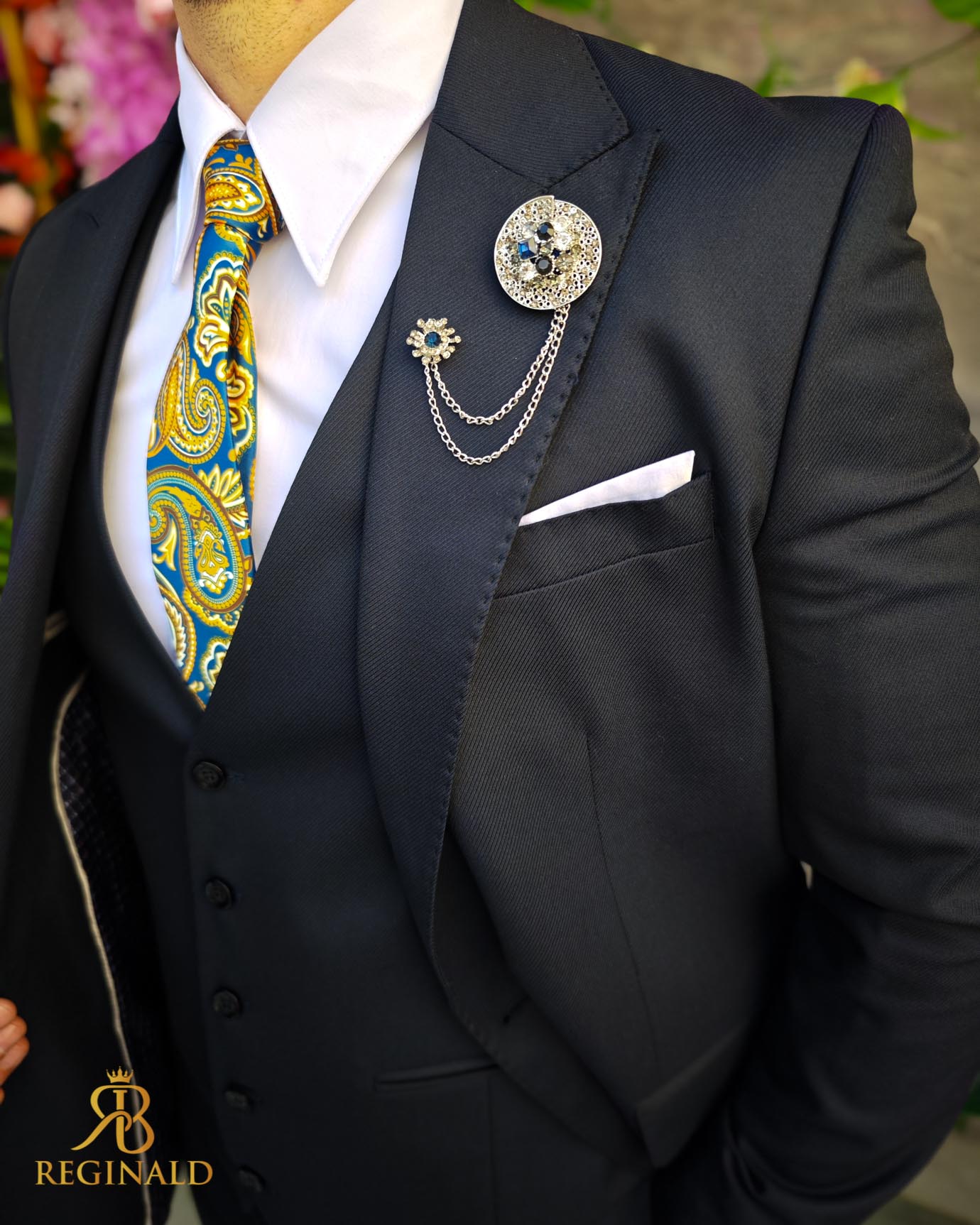 Costum de bărbați, Bleumarin: Sacou, Vesta si Pantalon - C5071 - imagine 5