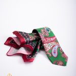 Conjunto de corbata y pañuelo verde estampado - CV1032