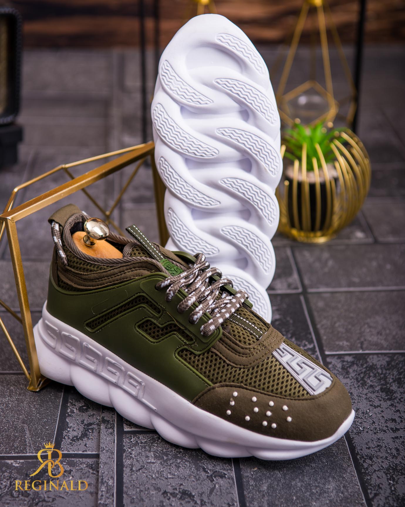 Adidasi Sport de barbati cu talpa inalta ultra-light , Verde – AD716 - imagine 3