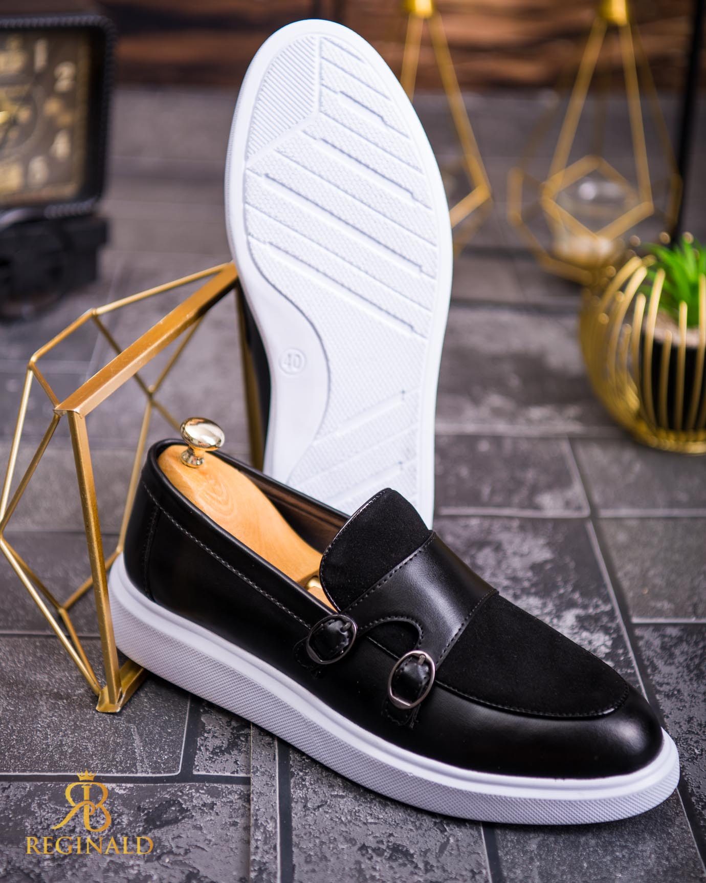 Mocasini de barbati casual, negri, talpa inalta ultra-usoara – AD721 - imagine 3