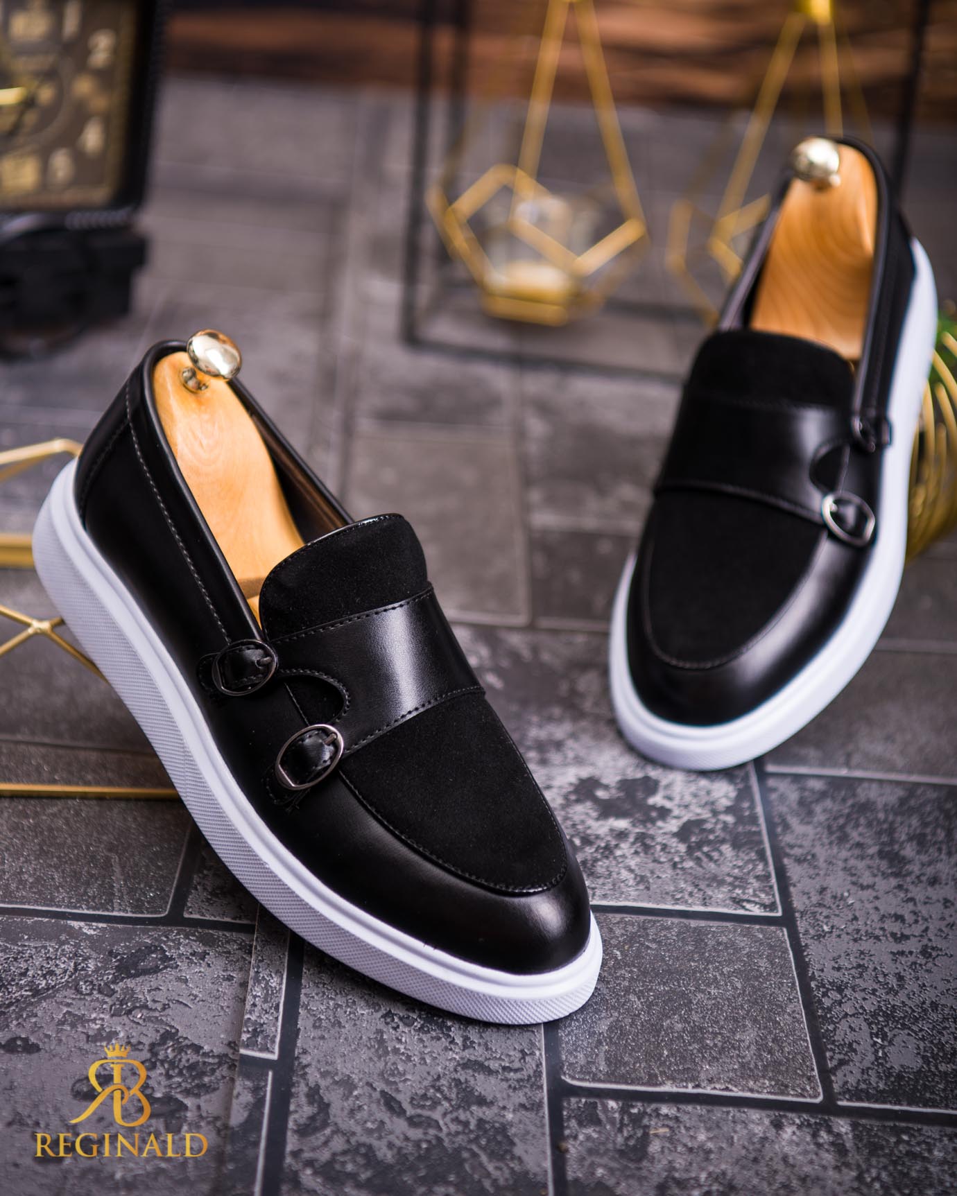 Mocasini de barbati casual, negri, talpa inalta ultra-usoara – AD721 - imagine 2