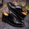 Mocasini de barbati casual, negri lăcuiți , cu șiret, talpa inalta ultra-usoara – AD723