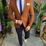 Veste marron  pour homme, coupe slim - SC984