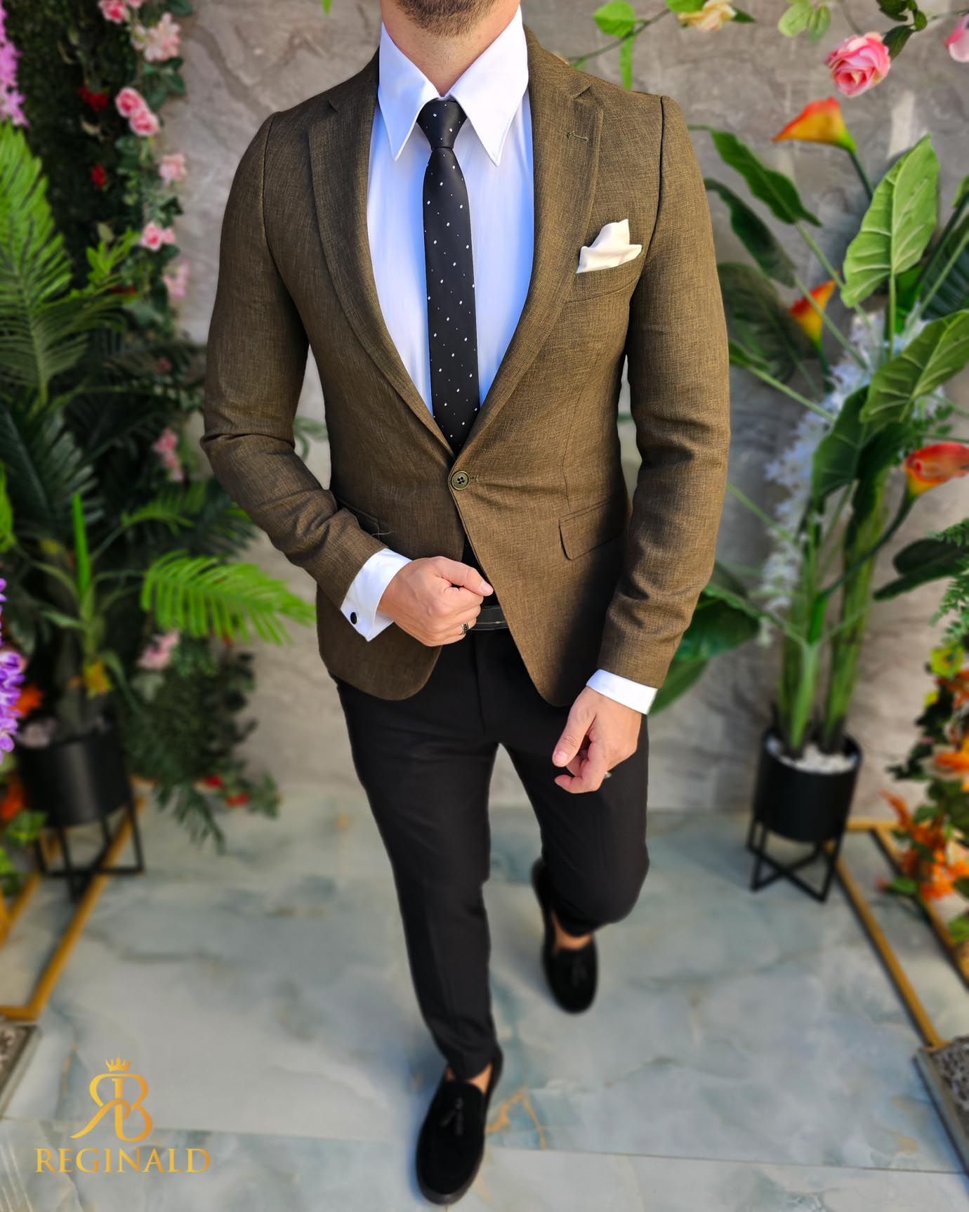 Sacou verde kaki de bărbați, Slim-Fit - SC982