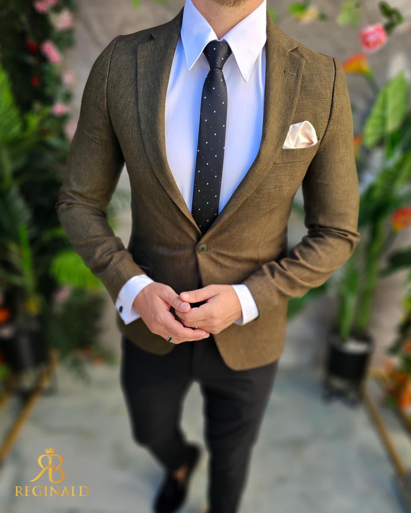 Sacou verde kaki de bărbați, Slim-Fit - SC982 - imagine 3