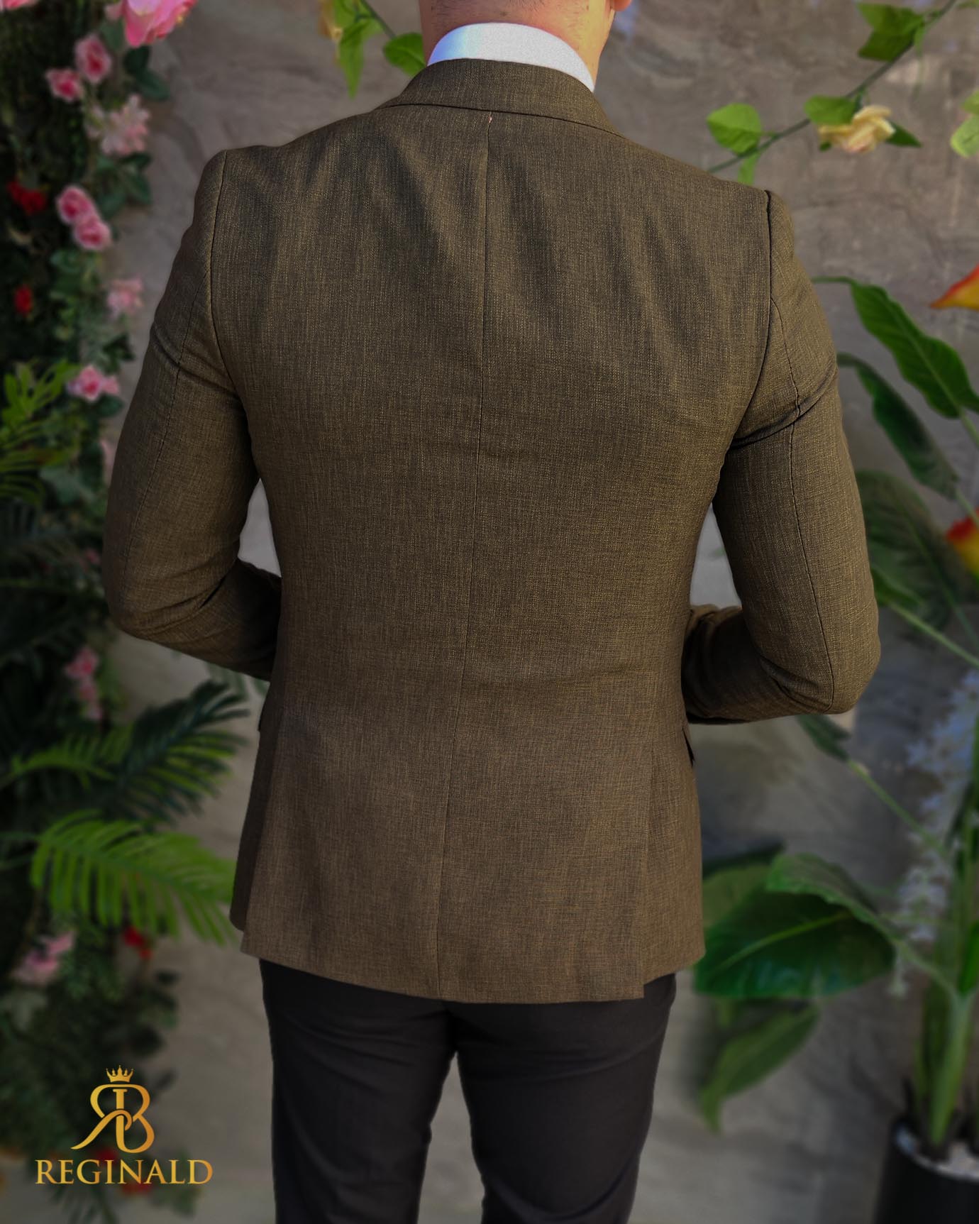 Sacou verde kaki de bărbați, Slim-Fit - SC982 - imagine 7