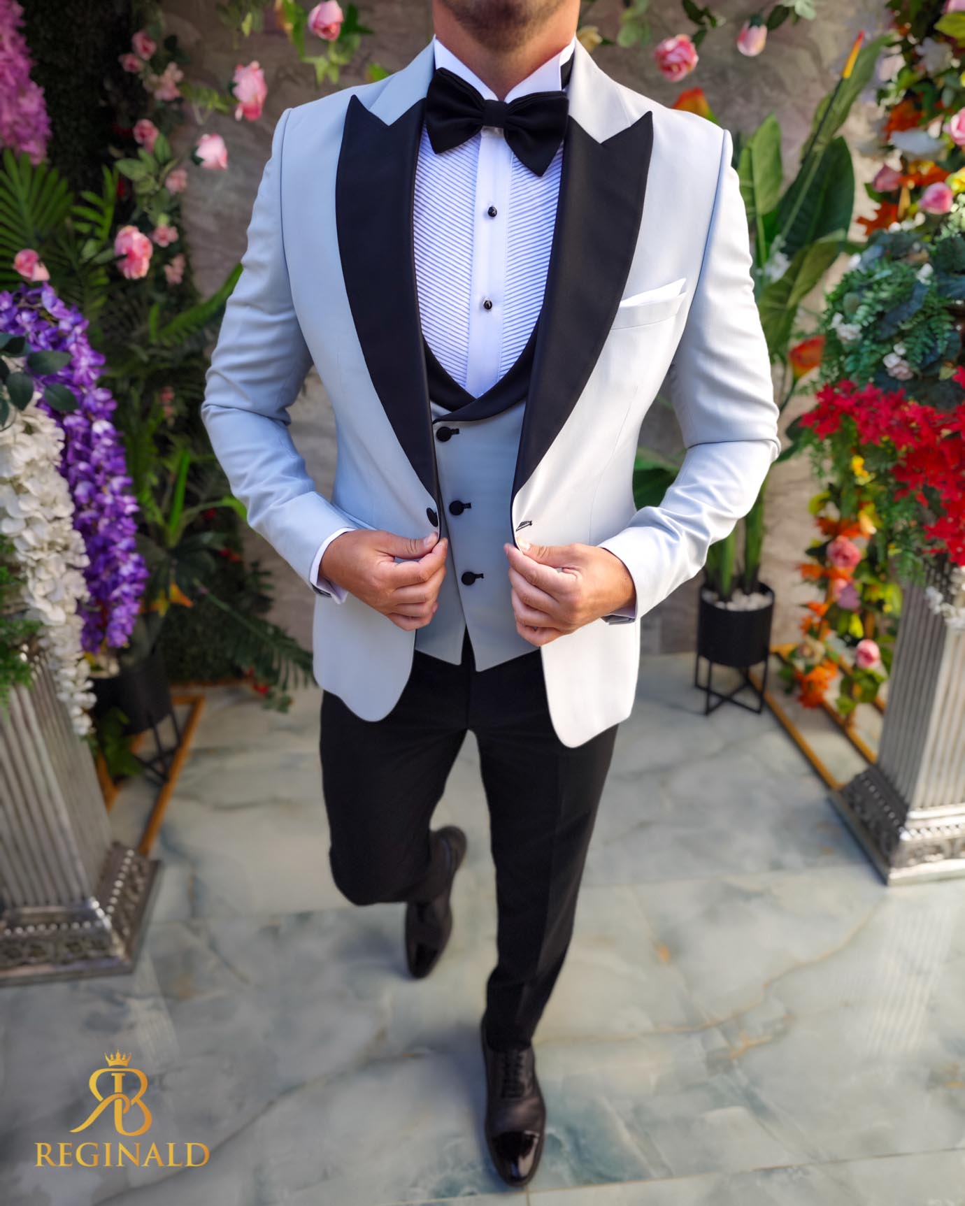 Costum ceremonie barbati gri, set: 4 piese pentru NAS/MIRE - C4386