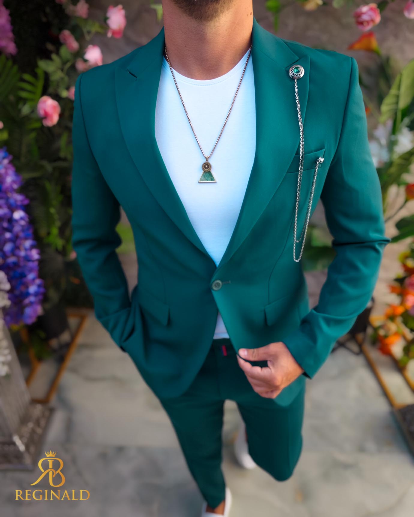 Costum de bărbați, Verde: Sacou si Pantalon - C5085 - imagine 5