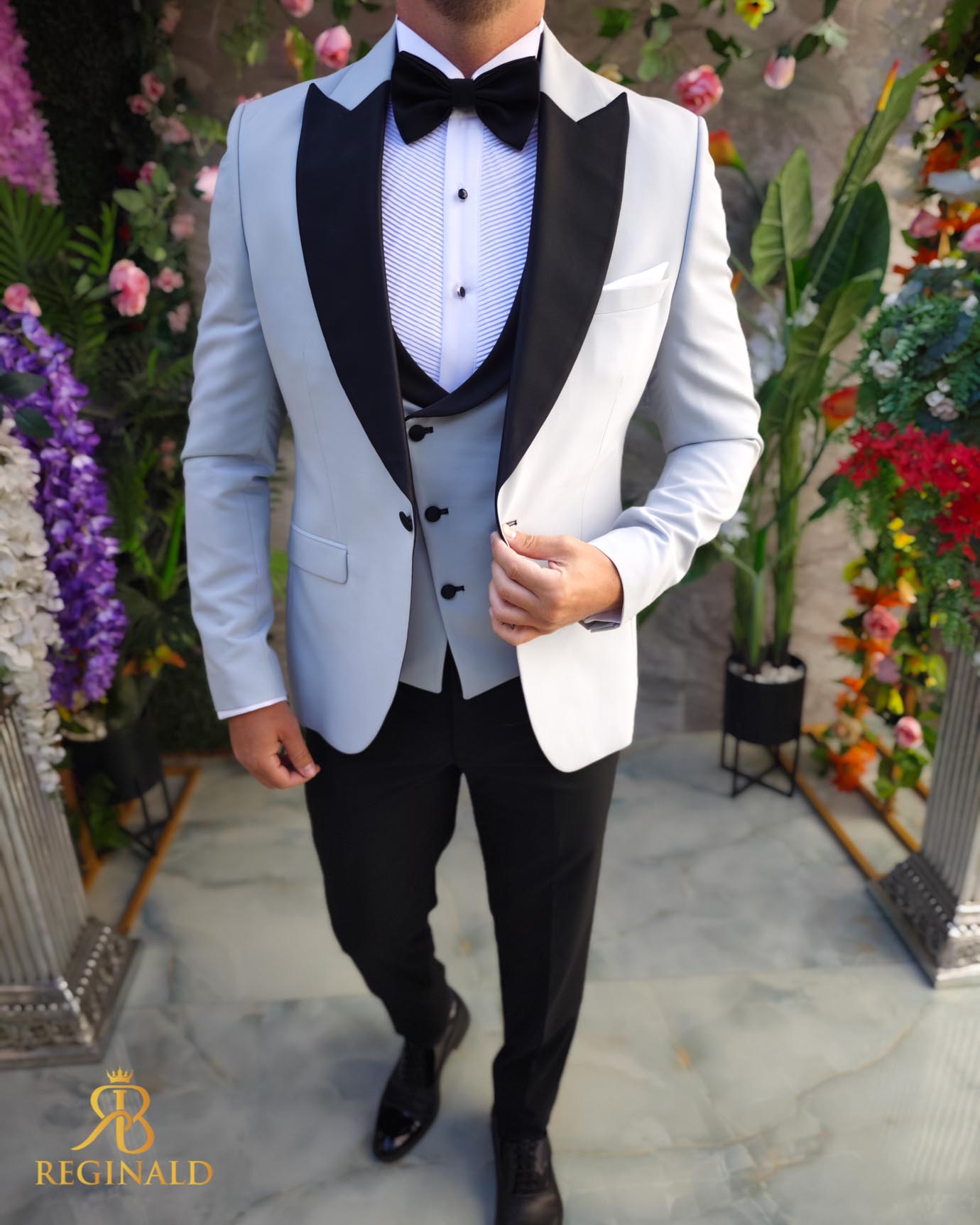 Costum ceremonie barbati gri, set: 4 piese pentru NAS/MIRE - C4386 - imagine 4