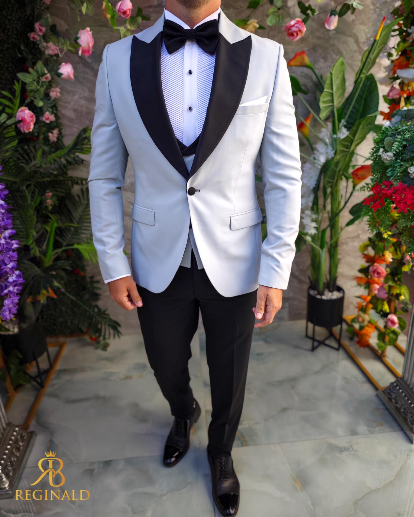 Costum ceremonie barbati gri, set: 4 piese pentru NAS/MIRE - C4386 - imagine 2