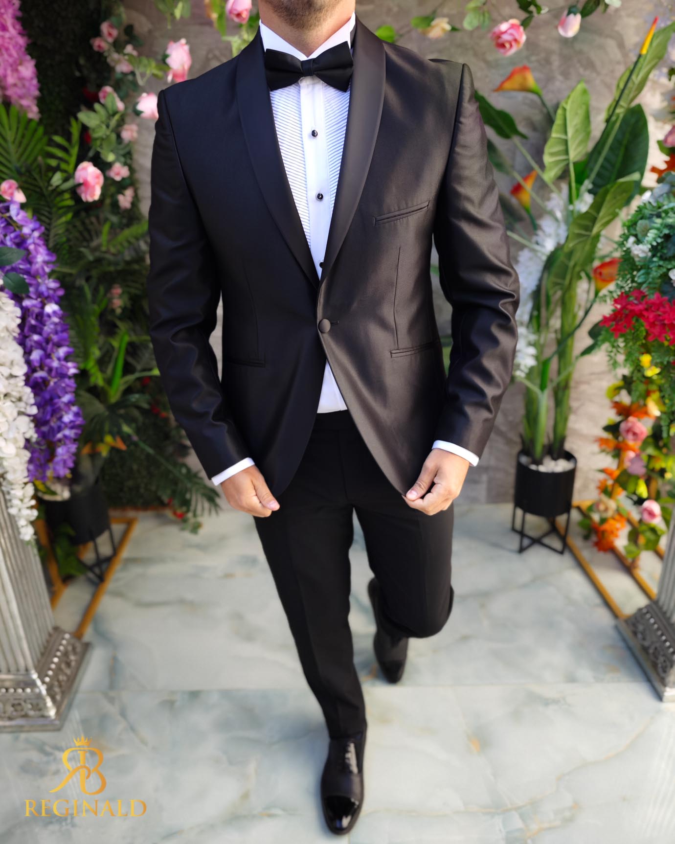 Costum negru NAS/MIRE, Sacou, Pantalon, Papion- C5100