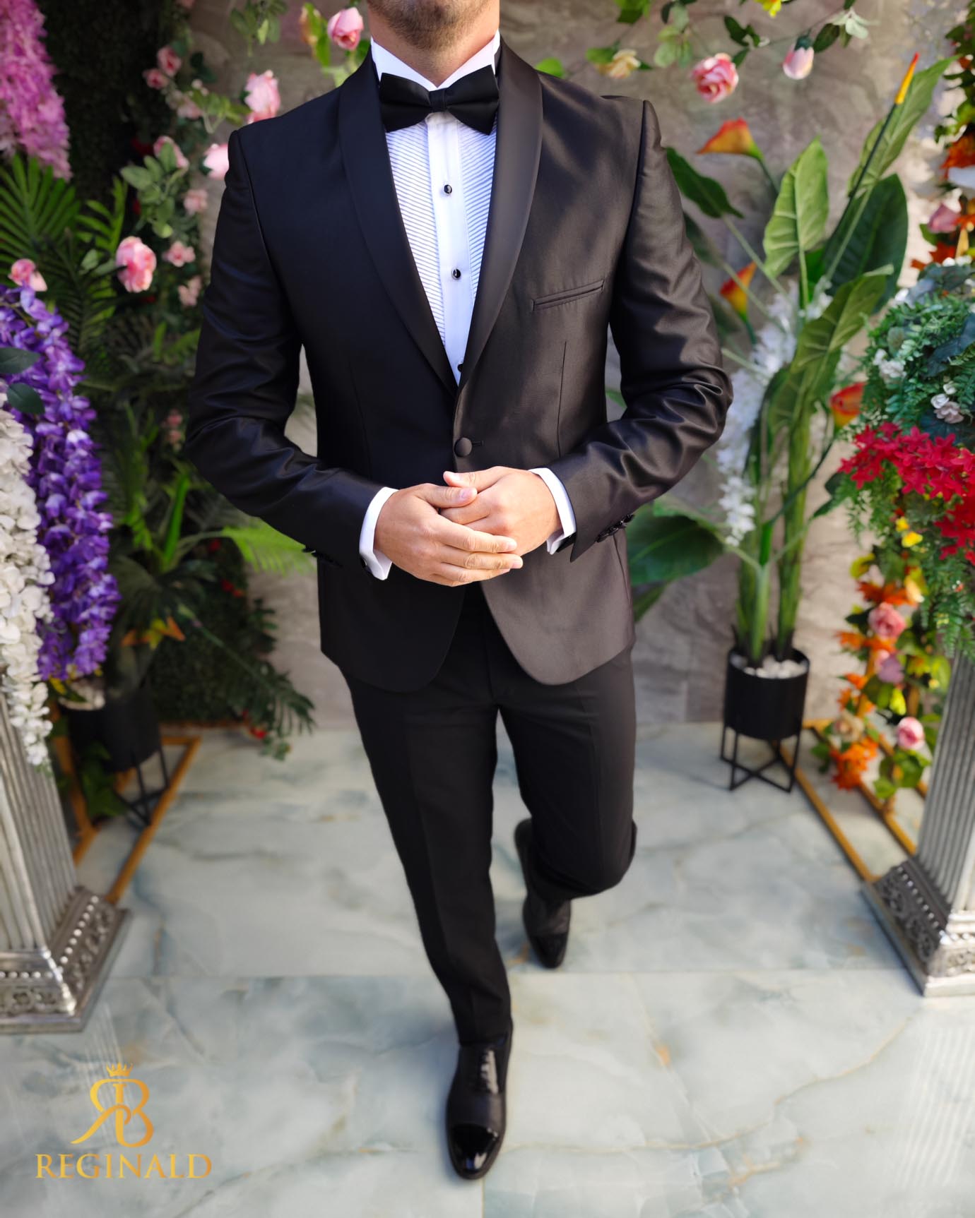 Costum negru NAS/MIRE, Sacou, Pantalon, Papion- C5100 - imagine 2