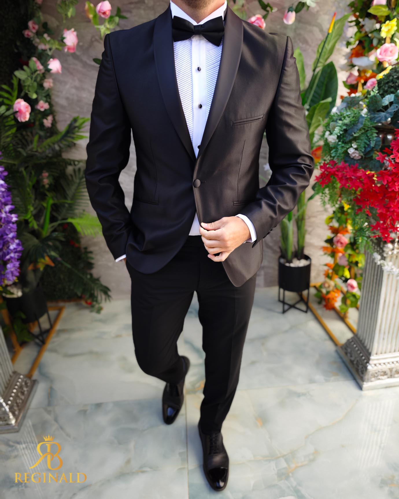 Costum negru NAS/MIRE, Sacou, Pantalon, Papion- C5100 - imagine 3