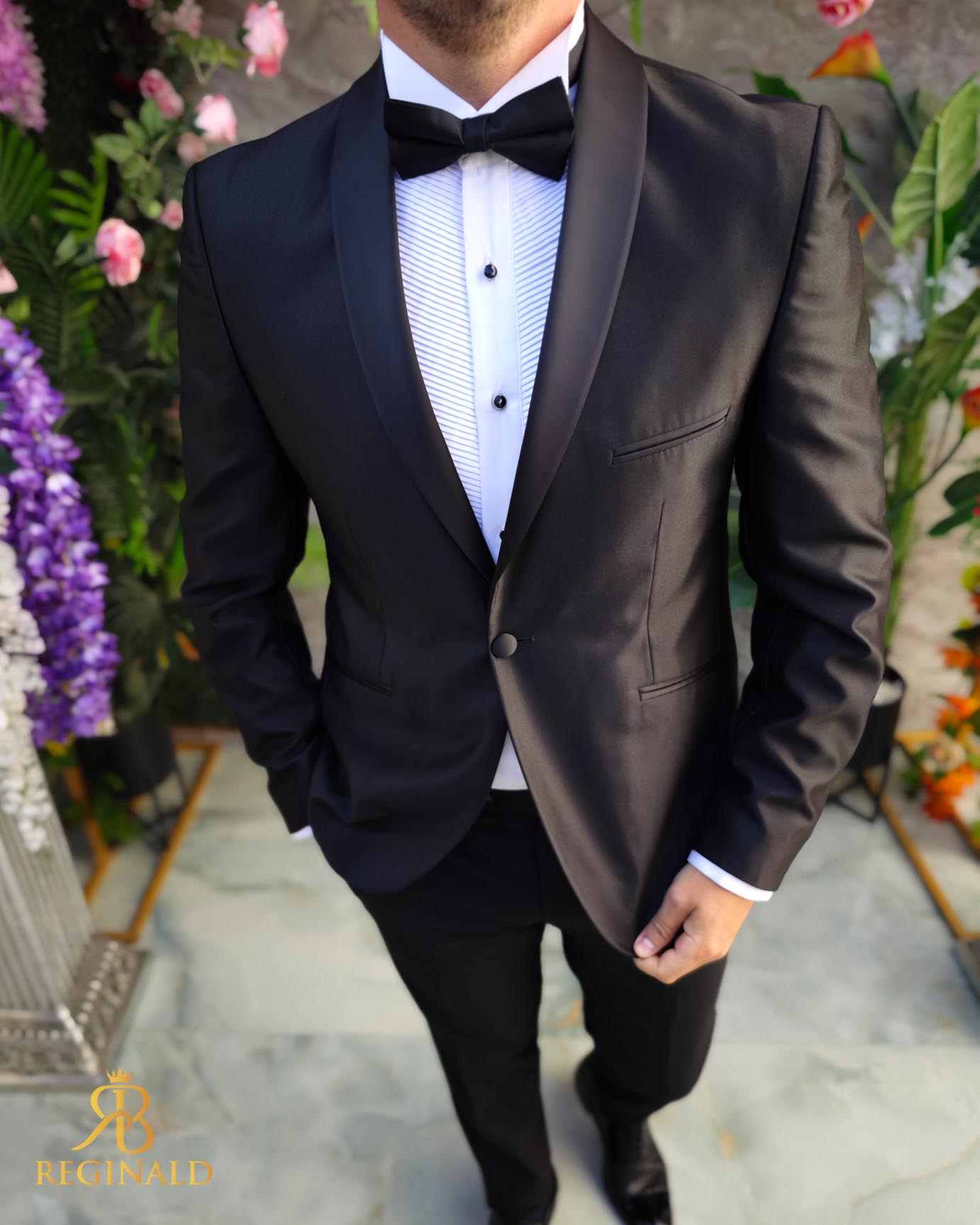 Costum negru NAS/MIRE, Sacou, Pantalon, Papion- C5100 - imagine 4