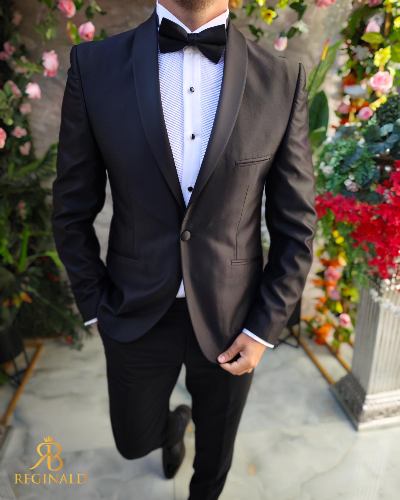 Costum negru NAS/MIRE, Sacou, Pantalon, Papion- C5100 - imagine 5