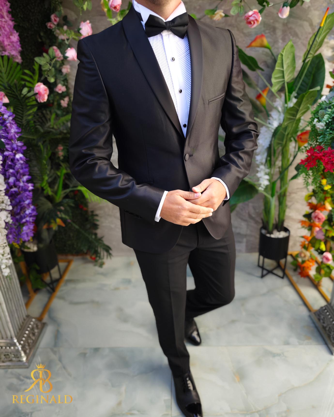 Costum negru NAS/MIRE, Sacou, Pantalon, Papion- C5100 - imagine 6