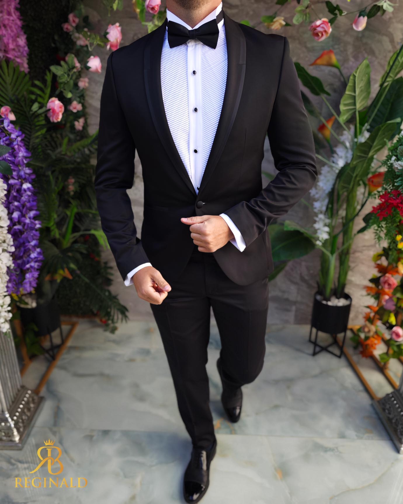 Costum negru NAS/MIRE, Sacou, Pantalon, Papion- C5097 - imagine 2