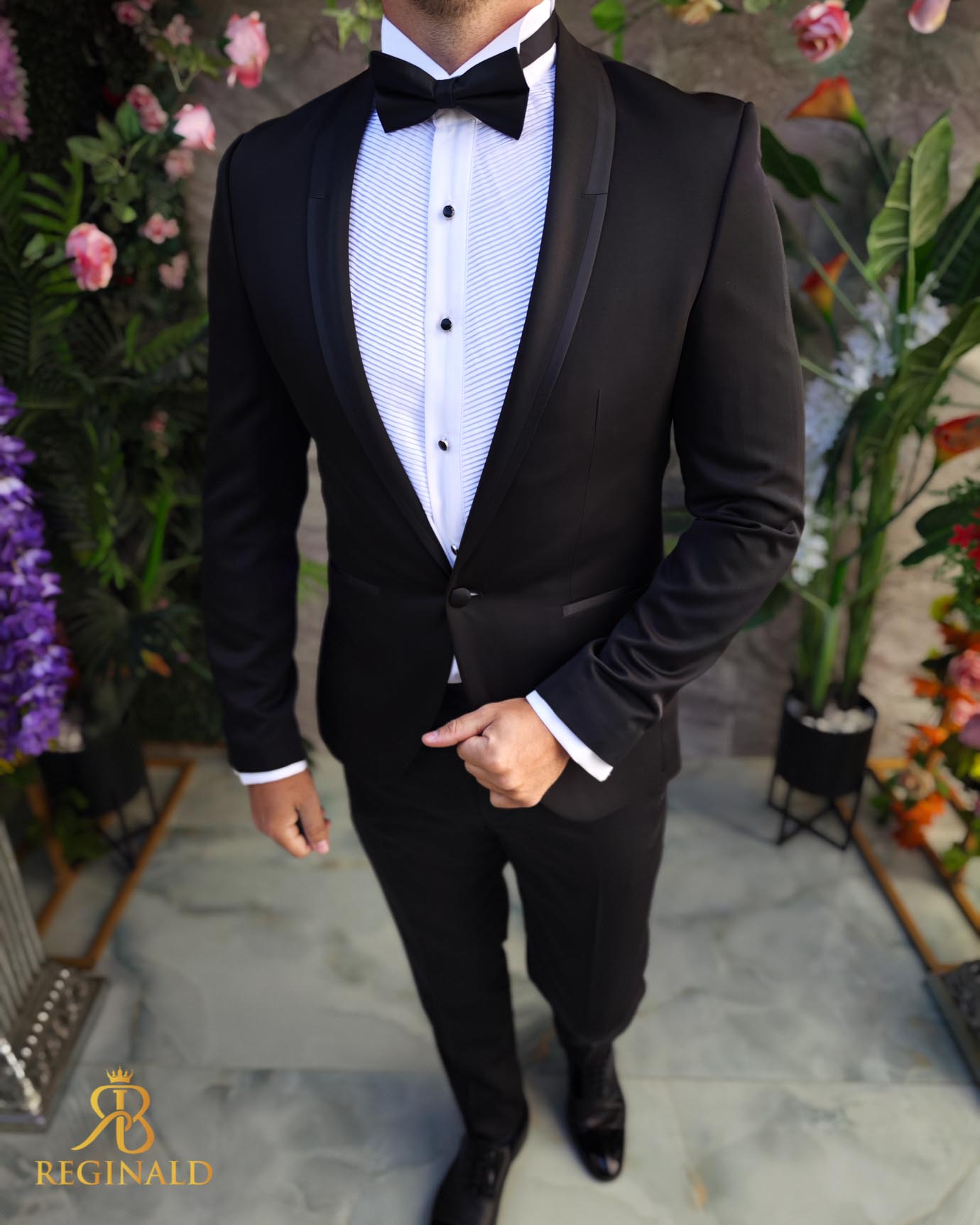 Costum negru NAS/MIRE, Sacou, Pantalon, Papion- C5097 - imagine 4