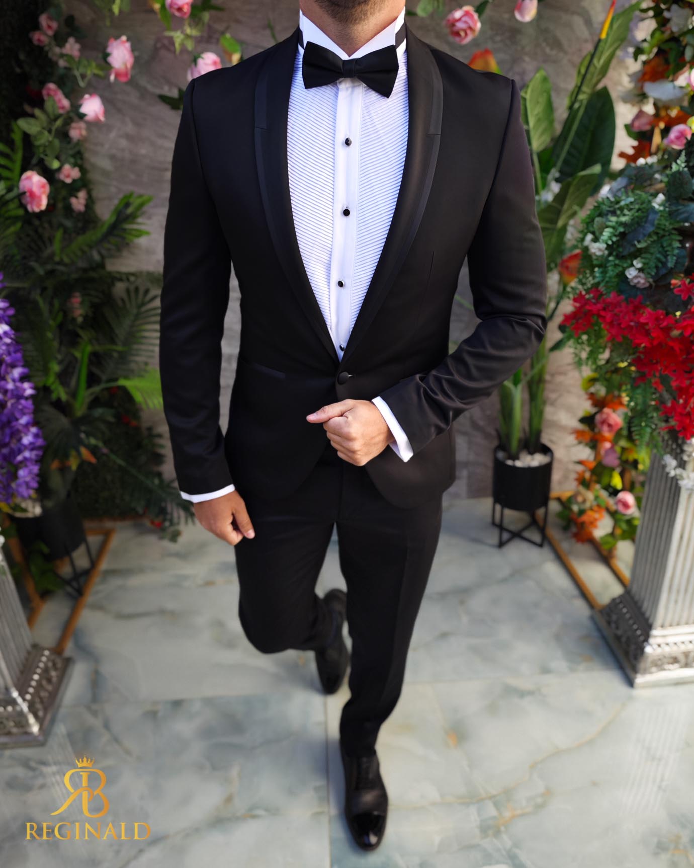 Costum negru NAS/MIRE, Sacou, Pantalon, Papion- C5097 - imagine 5