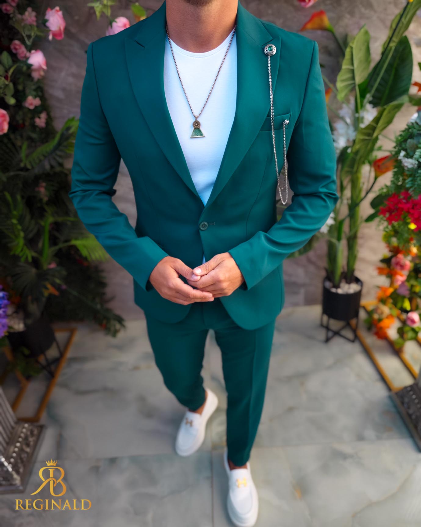 Costum de bărbați, Verde: Sacou si Pantalon - C5085 - imagine 3