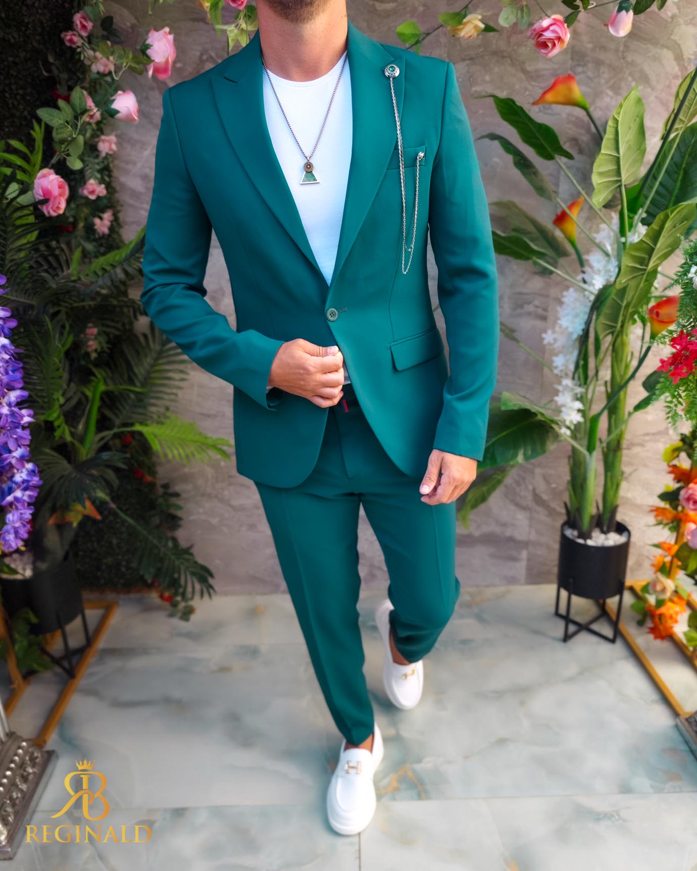 Costum de bărbați, Verde: Sacou si Pantalon - C5085 - imagine 4