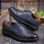 Men's Navy Blue Genuine Leather Casual Shoes - P1841