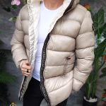 Cream quilted puffer jacket, very thick, Slim-Fit-GC860