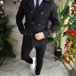 Men's trench coat, black, Slim-Fit-GC863
