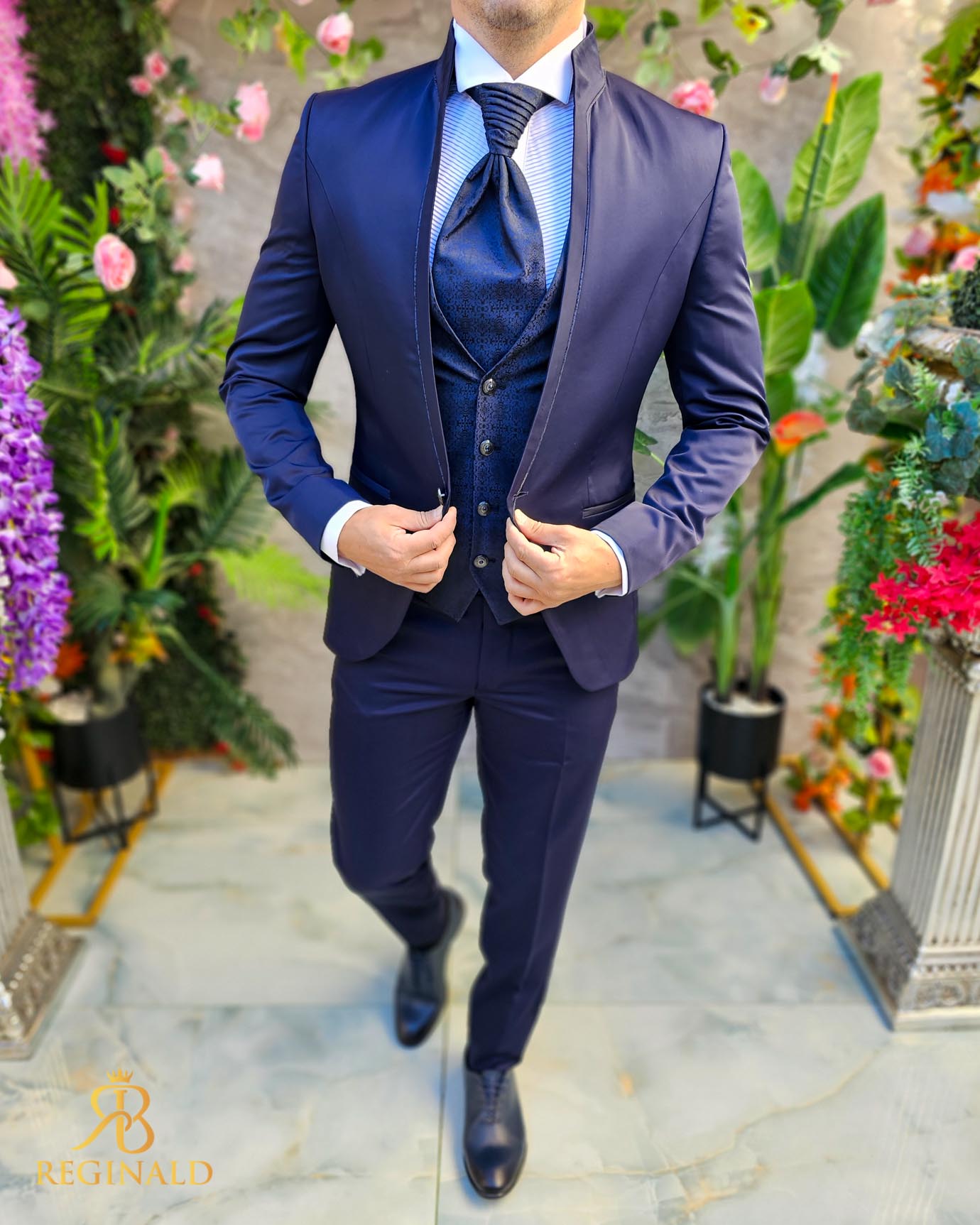 Costum Bleumarin NAS/MIRE, Sacou, Vesta, Pantalon, Cravata- C5107