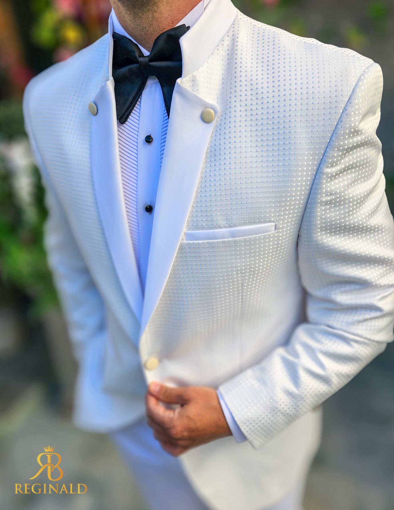 Costum alb NAS/MIRE, Sacou, Pantalon, Papion- C5102 - imagine 5