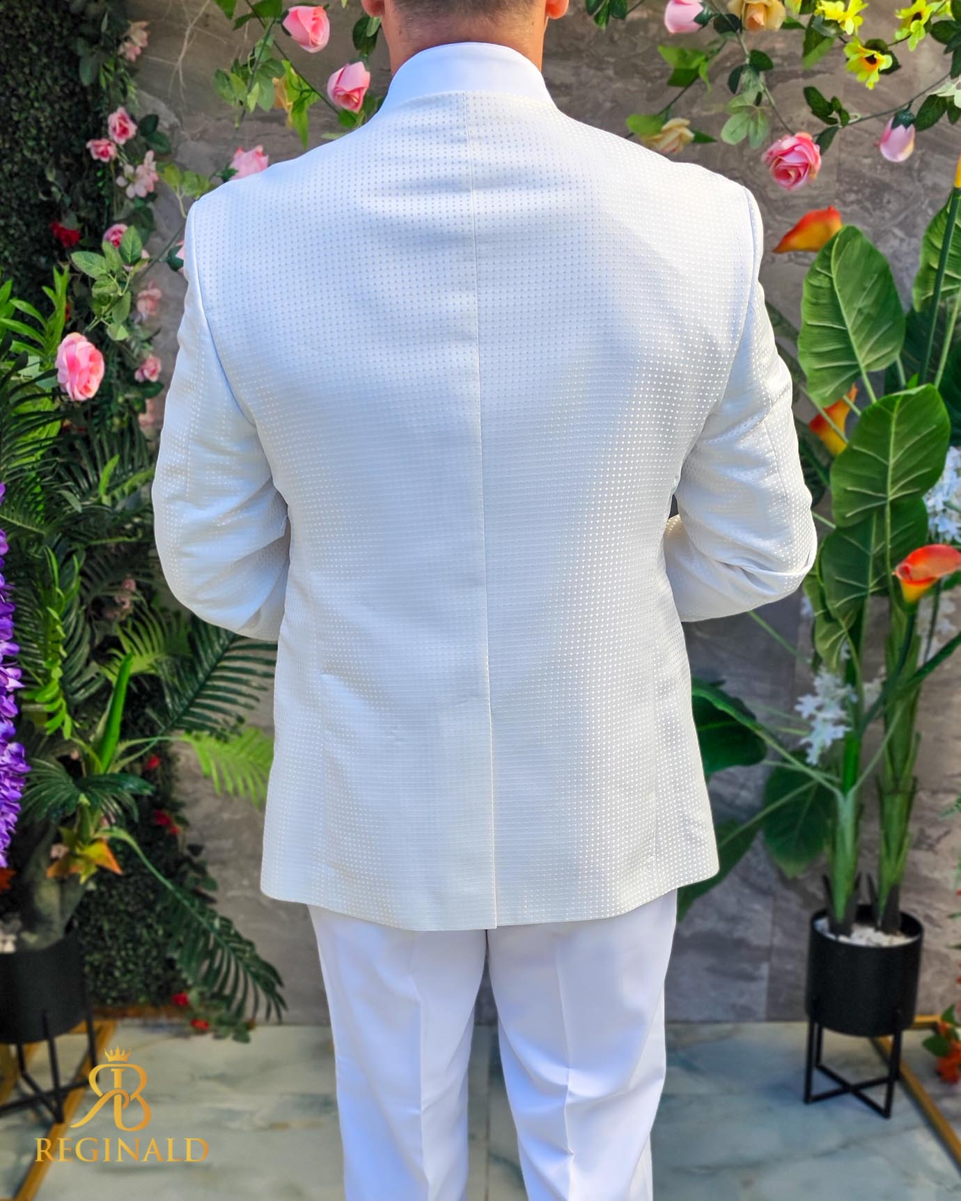 Costum alb NAS/MIRE, Sacou, Pantalon, Papion- C5102 - imagine 6