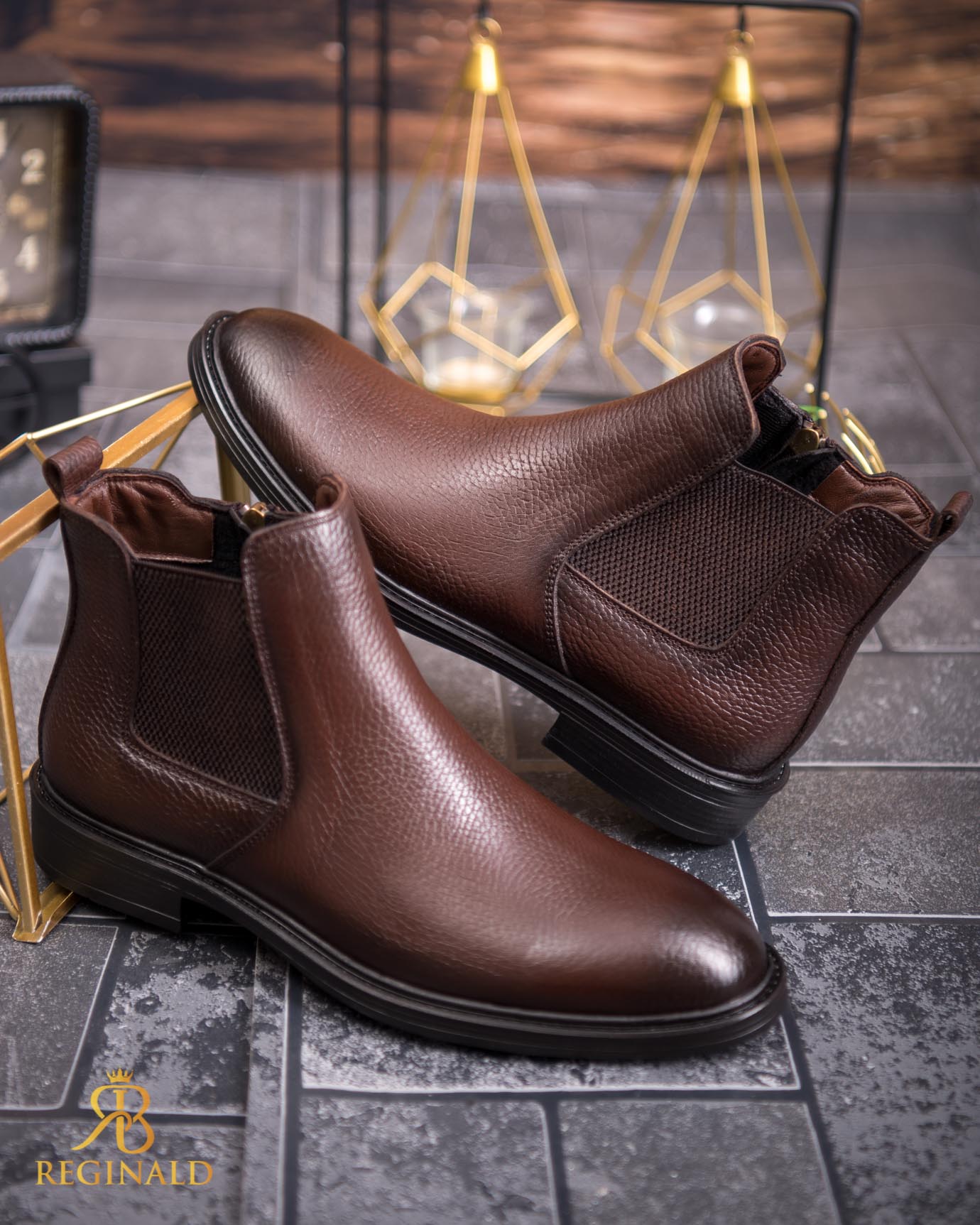 Ghete de bărbați, maro din piele 100% naturala - GH146 - imagine 3