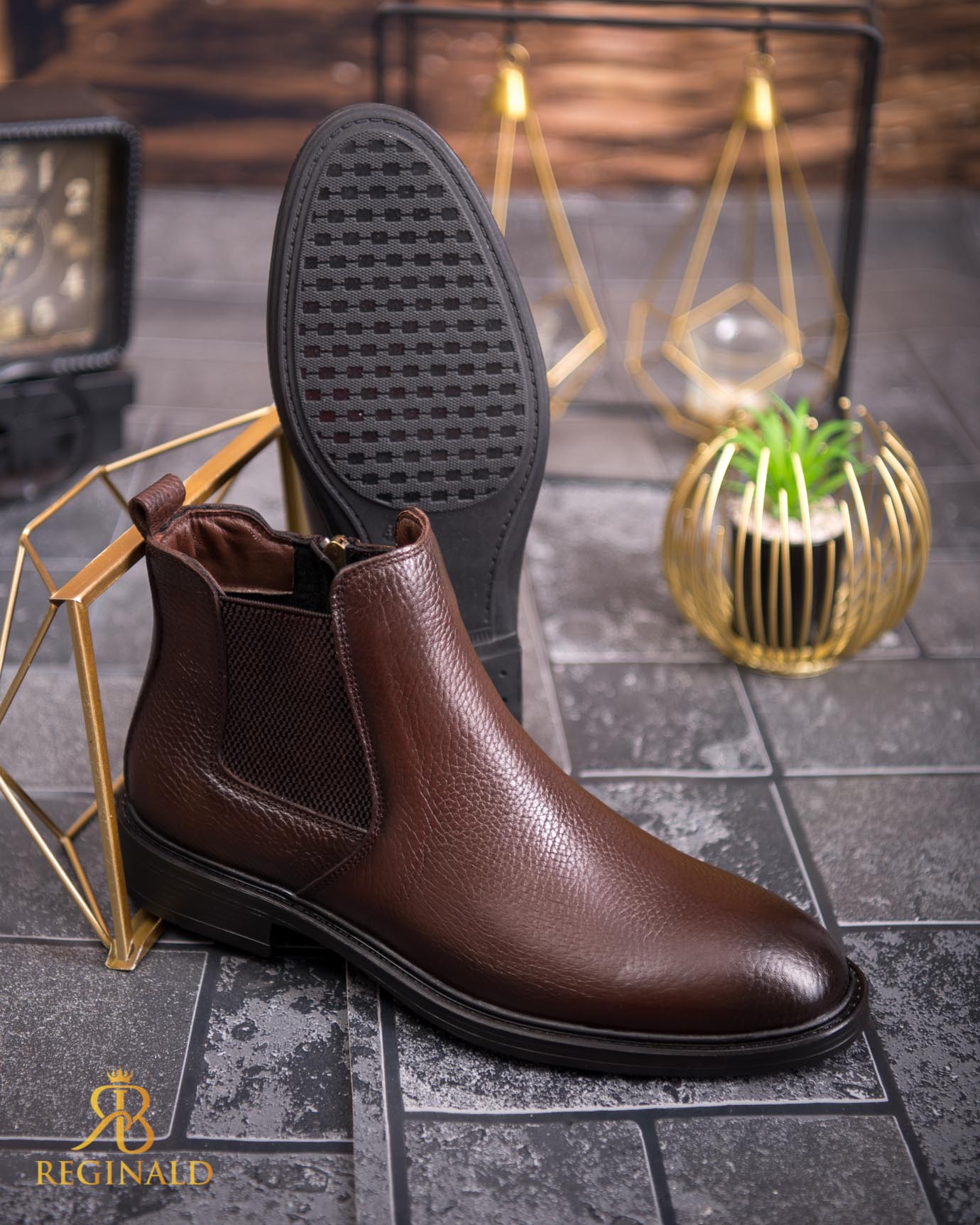 Ghete de bărbați, maro din piele 100% naturala - GH146 - imagine 2