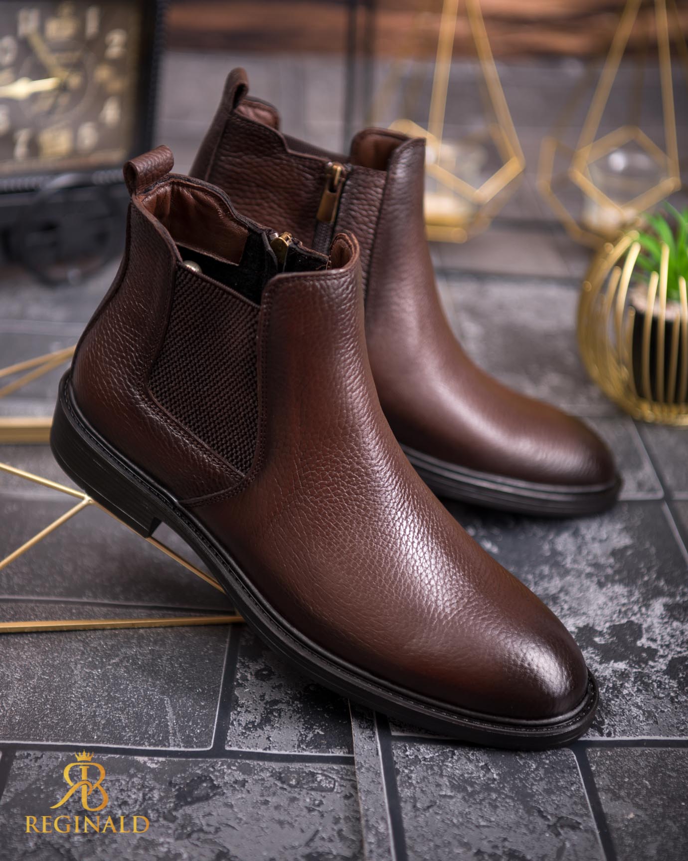 Ghete de bărbați, maro din piele 100% naturala - GH146 - imagine 4