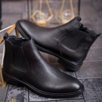 Ghete de bărbați, negre din piele 100% naturala - GH147