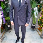 Traje de hombre, gris oscuro a cuadros: chaqueta y pantalón - C5116